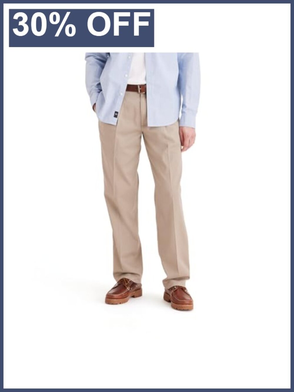 Men's Classic Fit Pleated Khaki Pants Stretch Comfort Waist